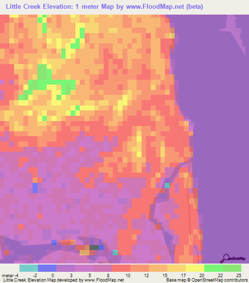 Little Creek,Bahamas Elevation Map