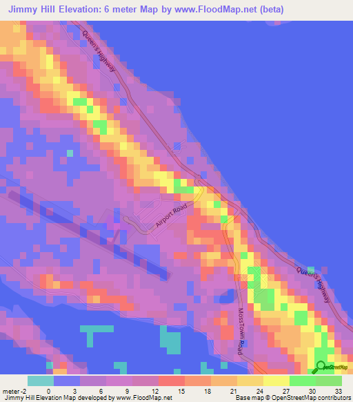 Jimmy Hill,Bahamas Elevation Map