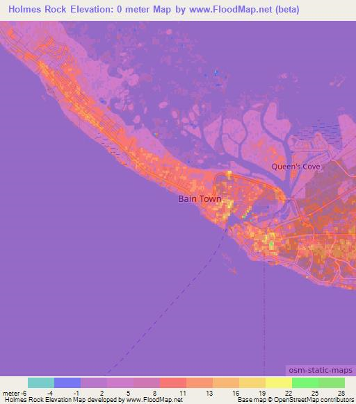 Holmes Rock,Bahamas Elevation Map