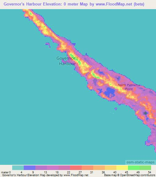 Governor's Harbour,Bahamas Elevation Map