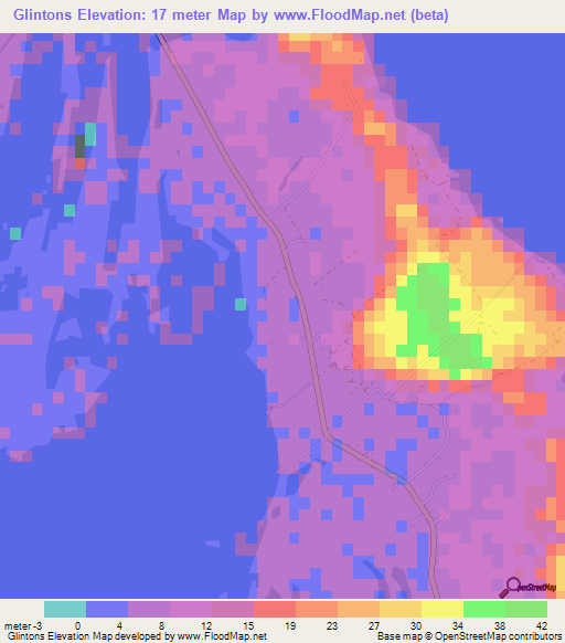 Glintons,Bahamas Elevation Map