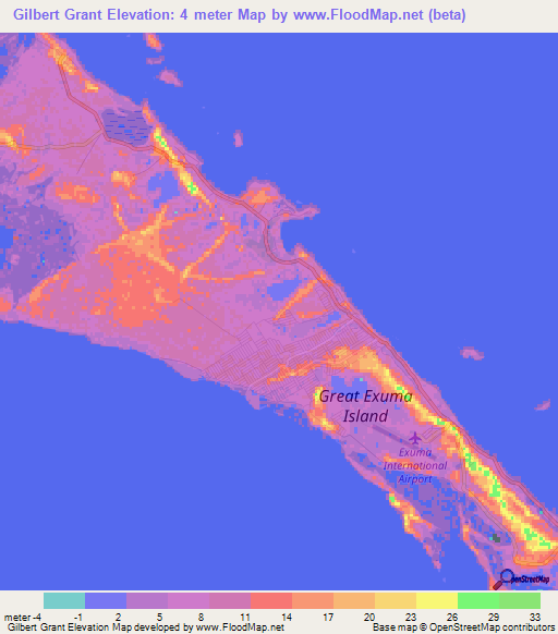 Gilbert Grant,Bahamas Elevation Map