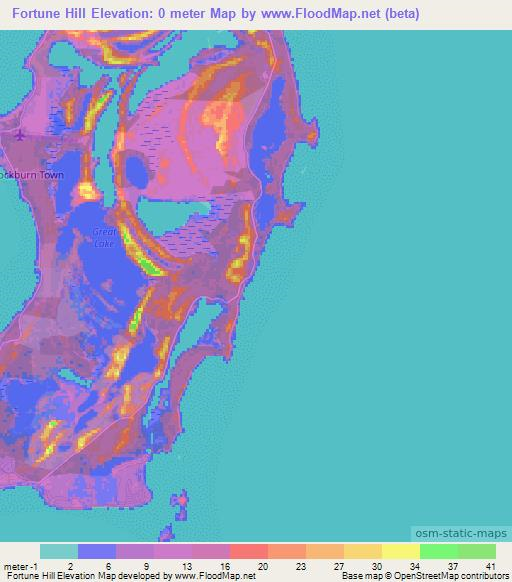 Fortune Hill,Bahamas Elevation Map