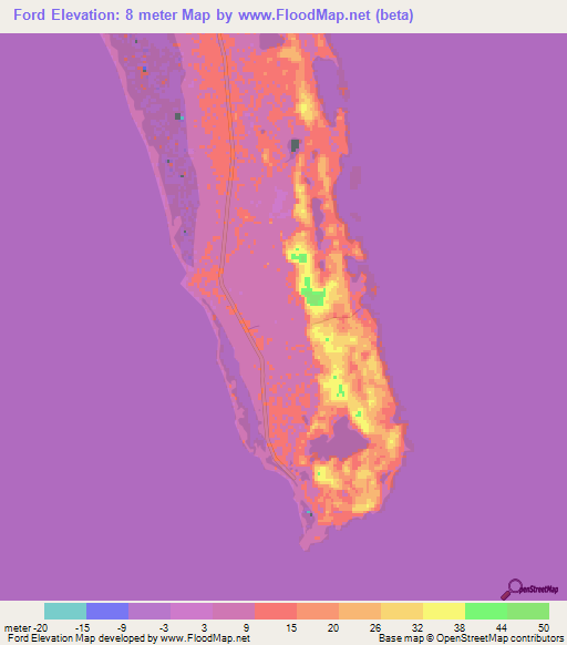 Ford,Bahamas Elevation Map
