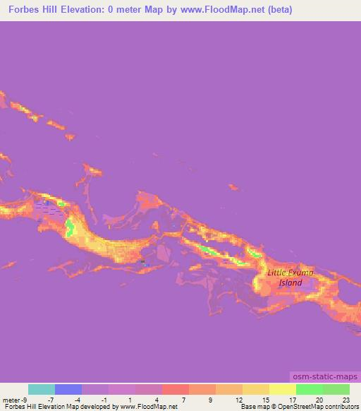 Forbes Hill,Bahamas Elevation Map