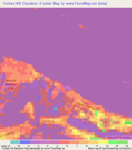 Forbes Hill,Bahamas Elevation Map