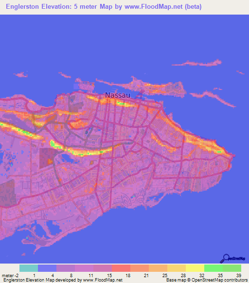 Englerston,Bahamas Elevation Map