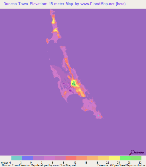 Duncan Town,Bahamas Elevation Map