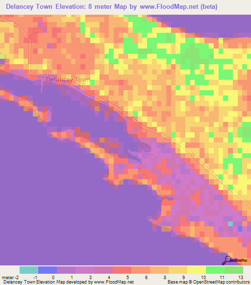 Delancey Town,Bahamas Elevation Map