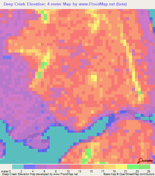 Deep Creek,Bahamas Elevation Map