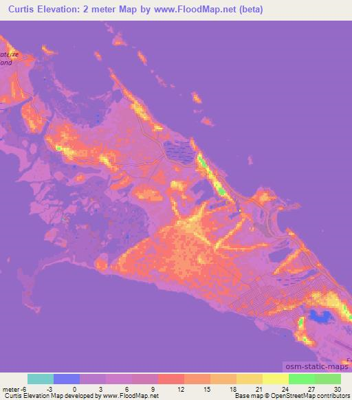 Curtis,Bahamas Elevation Map