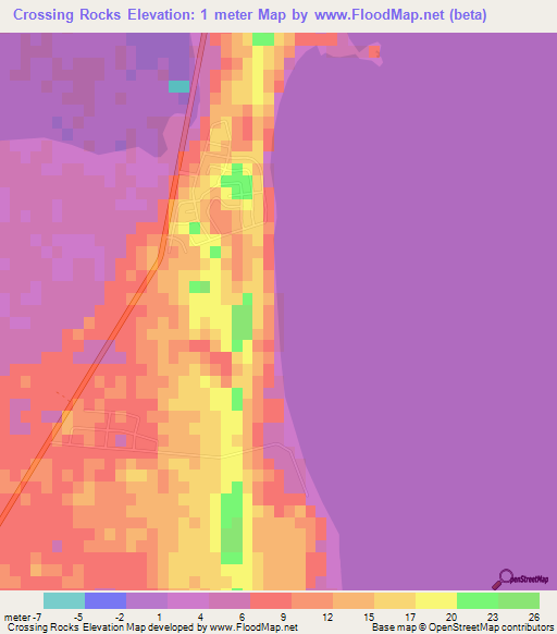Crossing Rocks,Bahamas Elevation Map