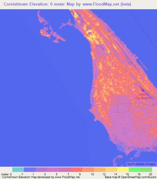 Cornishtown,Bahamas Elevation Map