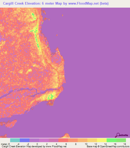 Cargill Creek,Bahamas Elevation Map