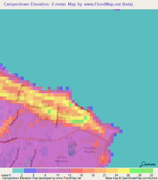 Camperdown,Bahamas Elevation Map