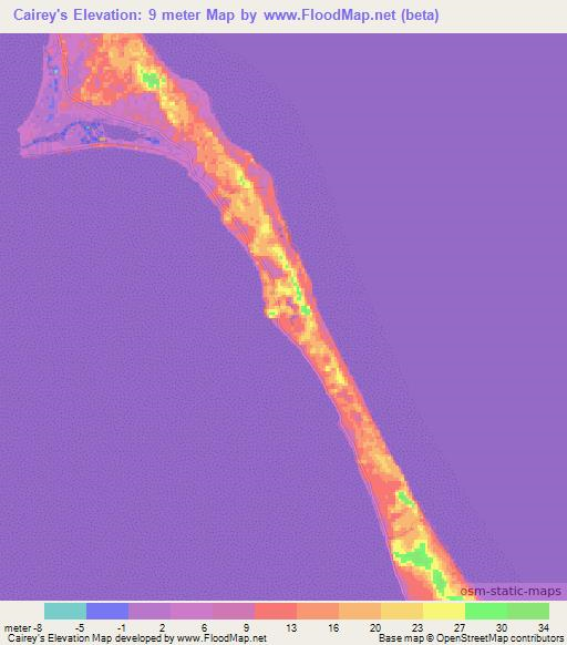 Cairey's,Bahamas Elevation Map