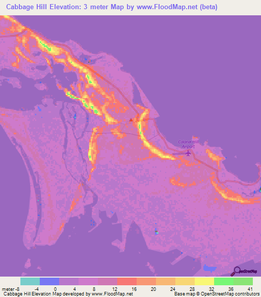 Elevation of Cabbage Hill,Bahamas Elevation Map, Topography, Contour
