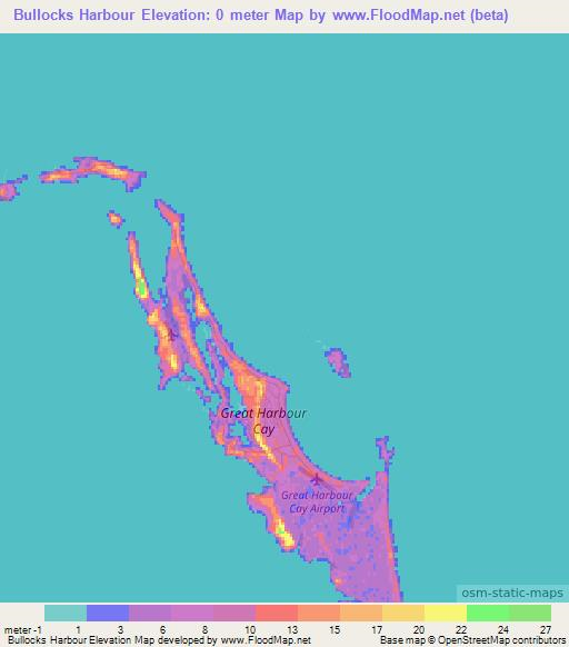 Bullocks Harbour,Bahamas Elevation Map
