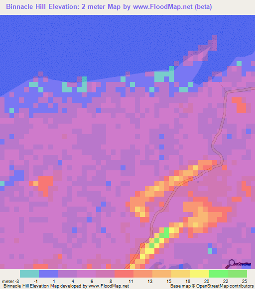 Binnacle Hill,Bahamas Elevation Map