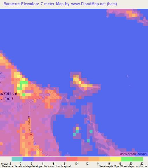 Baraterre,Bahamas Elevation Map