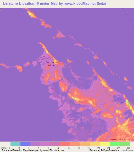 Baraterre,Bahamas Elevation Map