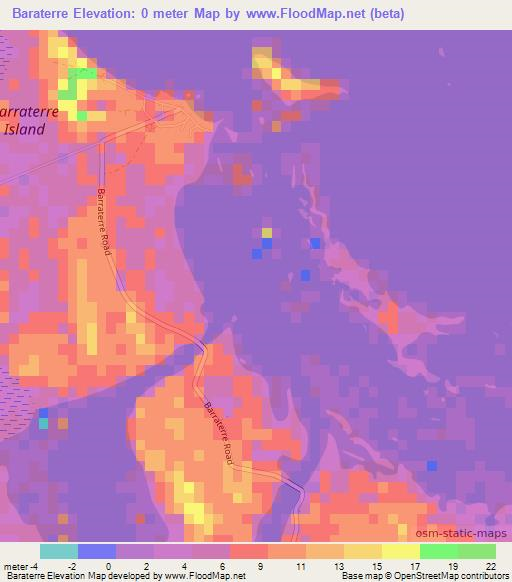 Baraterre,Bahamas Elevation Map
