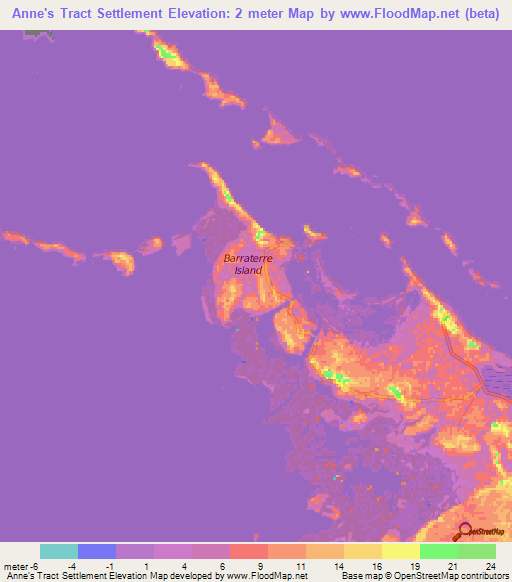 Anne's Tract Settlement,Bahamas Elevation Map