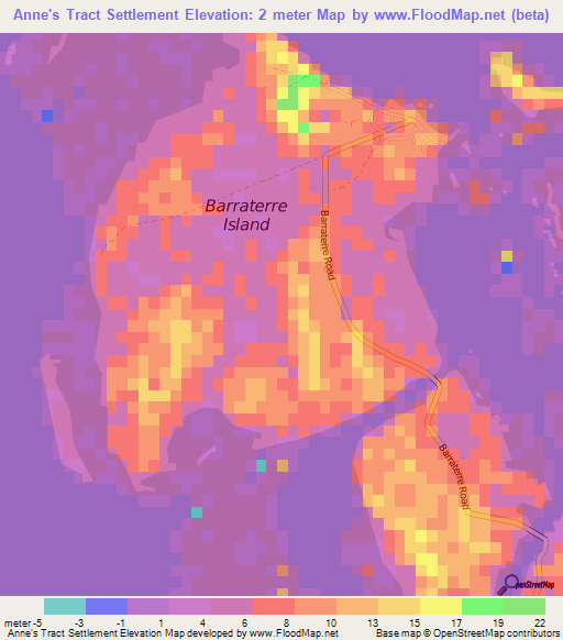 Anne's Tract Settlement,Bahamas Elevation Map