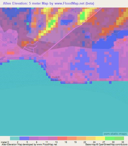 Allen,Bahamas Elevation Map