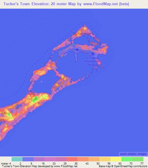 Tucker's Town,Bermuda Elevation Map