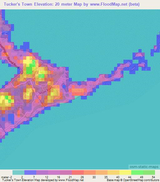 Tucker's Town,Bermuda Elevation Map