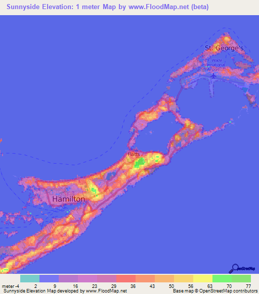 Sunnyside,Bermuda Elevation Map