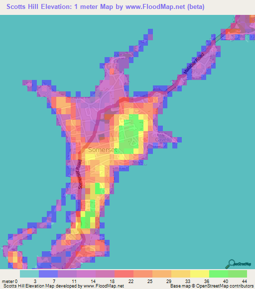 Scotts Hill,Bermuda Elevation Map