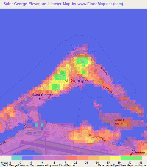 Saint George,Bermuda Elevation Map
