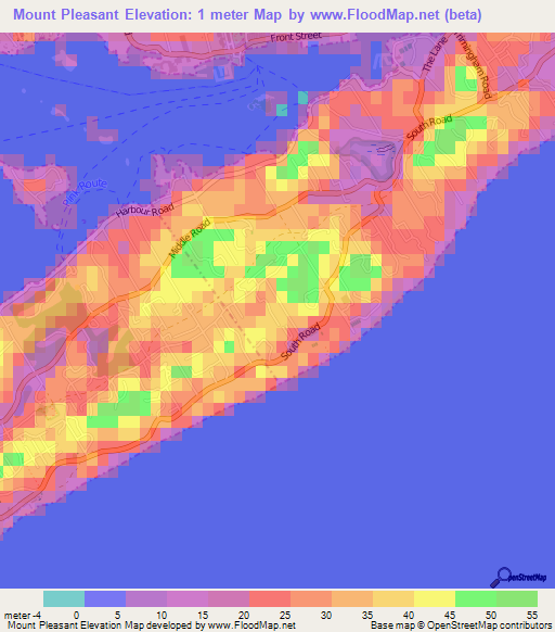 Mount Pleasant,Bermuda Elevation Map
