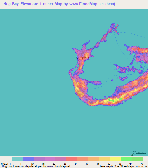 Hog Bay,Bermuda Elevation Map