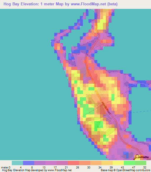 Hog Bay,Bermuda Elevation Map