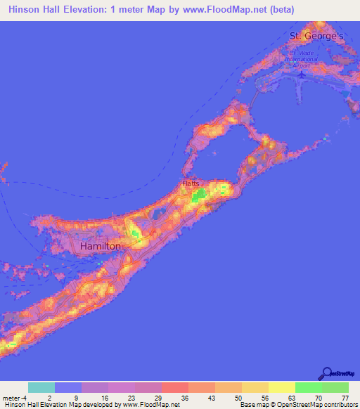 Hinson Hall,Bermuda Elevation Map