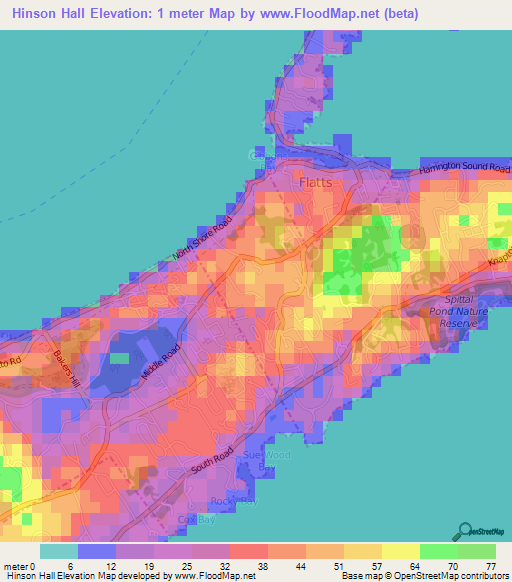 Hinson Hall,Bermuda Elevation Map