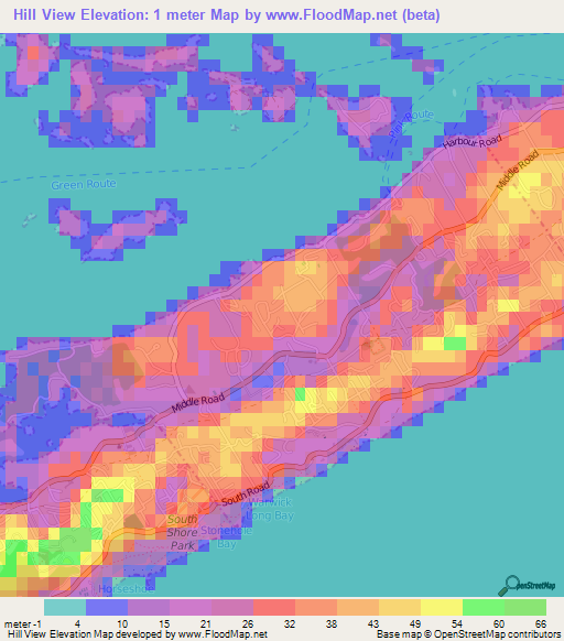 Hill View,Bermuda Elevation Map