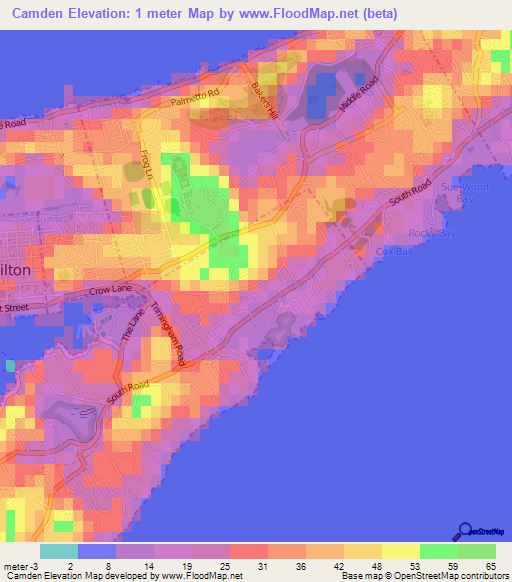 Camden,Bermuda Elevation Map
