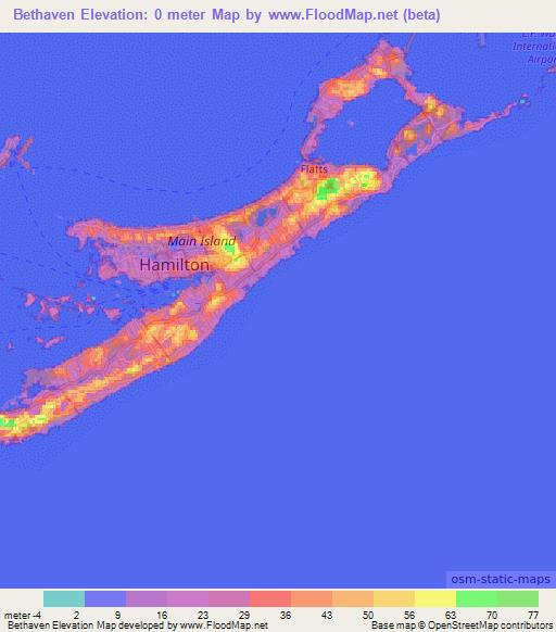Bethaven,Bermuda Elevation Map