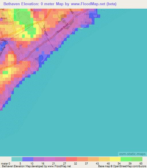 Bethaven,Bermuda Elevation Map