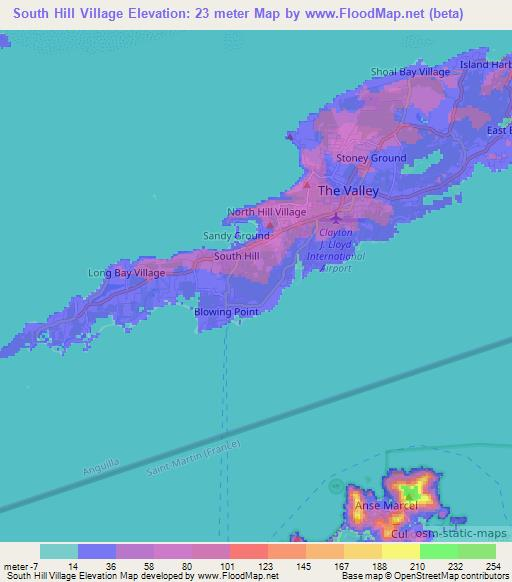 South Hill Village,Anguilla Elevation Map