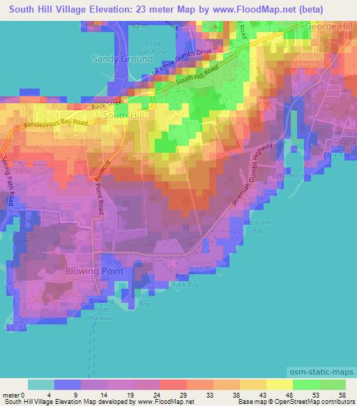 South Hill Village,Anguilla Elevation Map