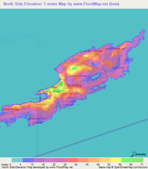 North Side,Anguilla Elevation Map
