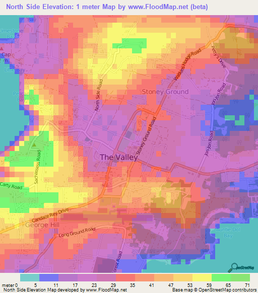 North Side,Anguilla Elevation Map