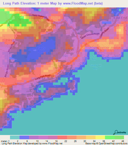 Long Path,Anguilla Elevation Map