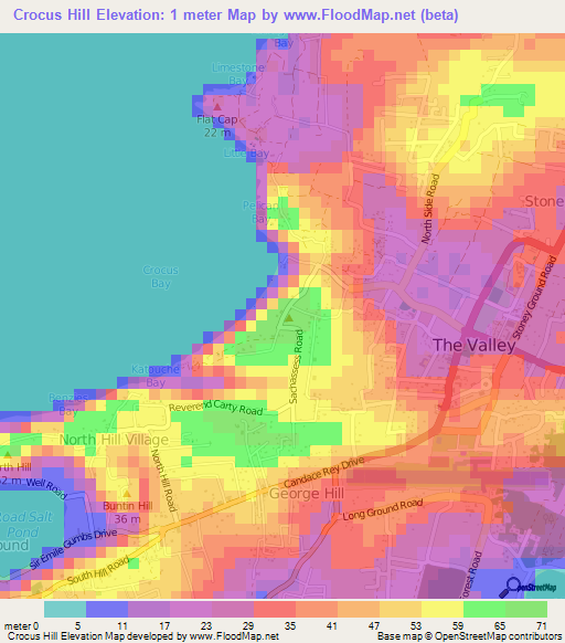 Crocus Hill,Anguilla Elevation Map
