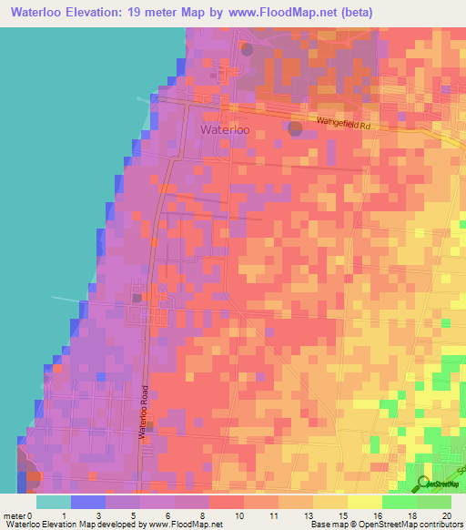 Waterloo,Trinidad and Tobago Elevation Map